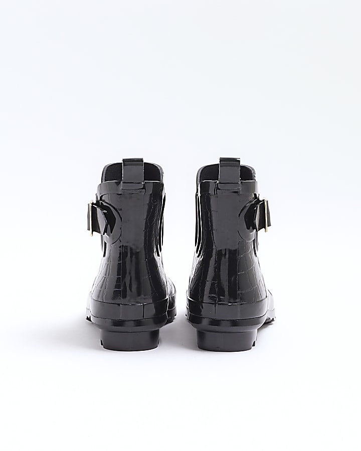 Black Rubber Ankle Wellington Boots