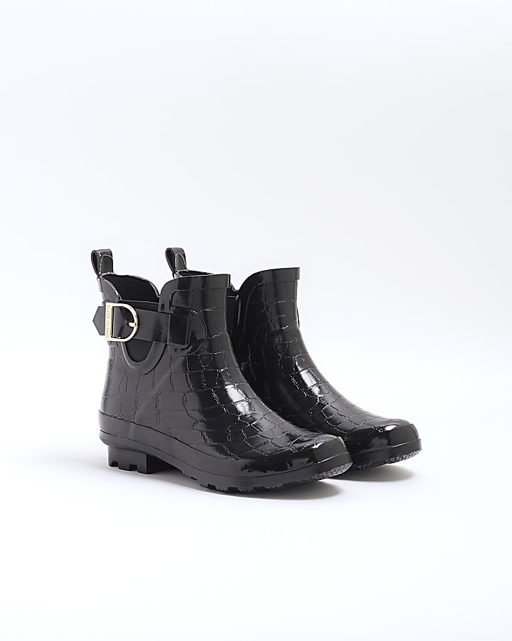 Black Rubber Ankle Wellington Boots