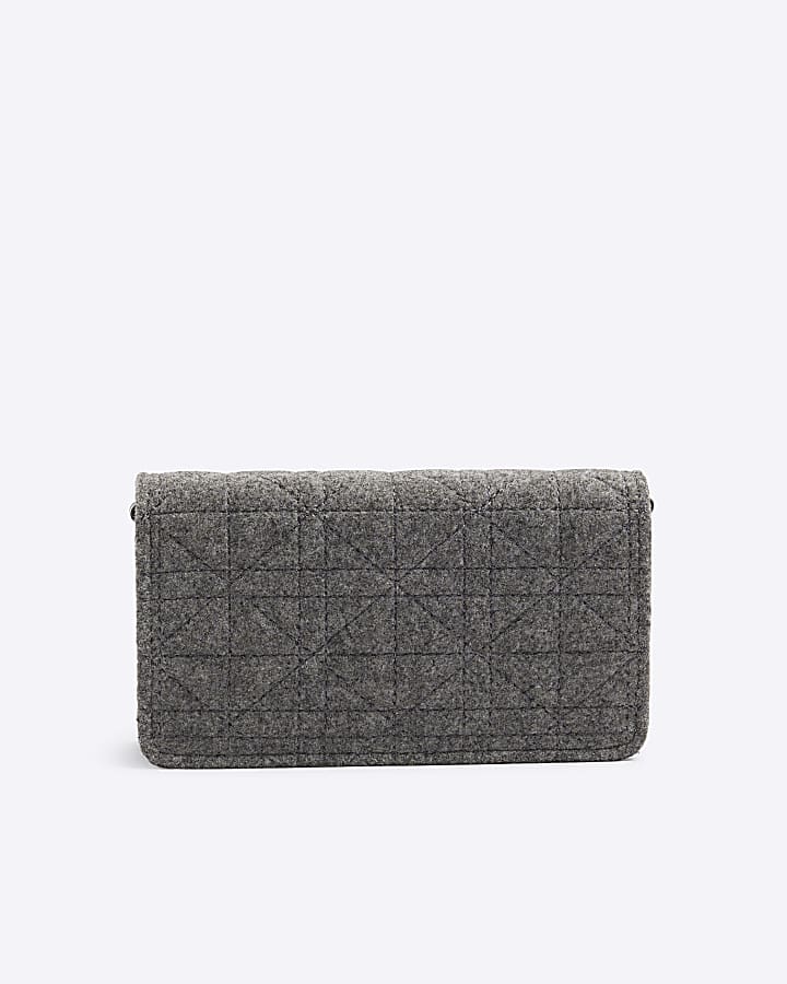 Grey quilted cross body purse