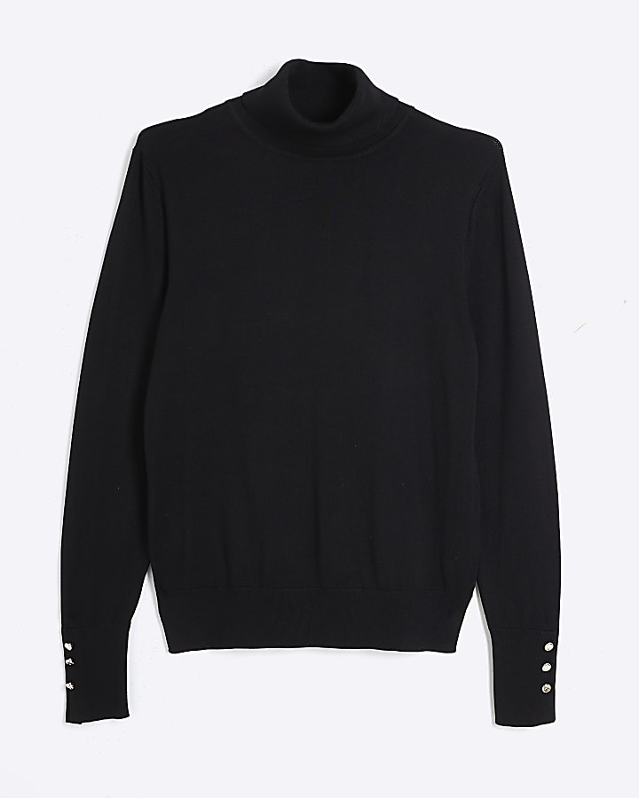 Black Roll Neck Top