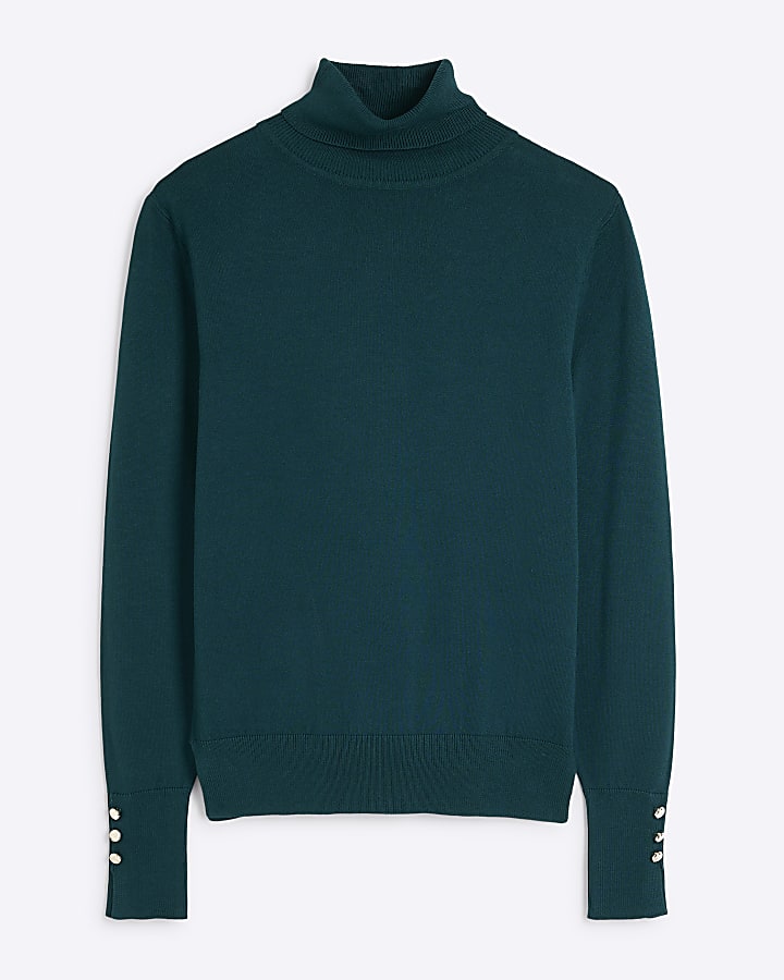 Green Roll Neck Top