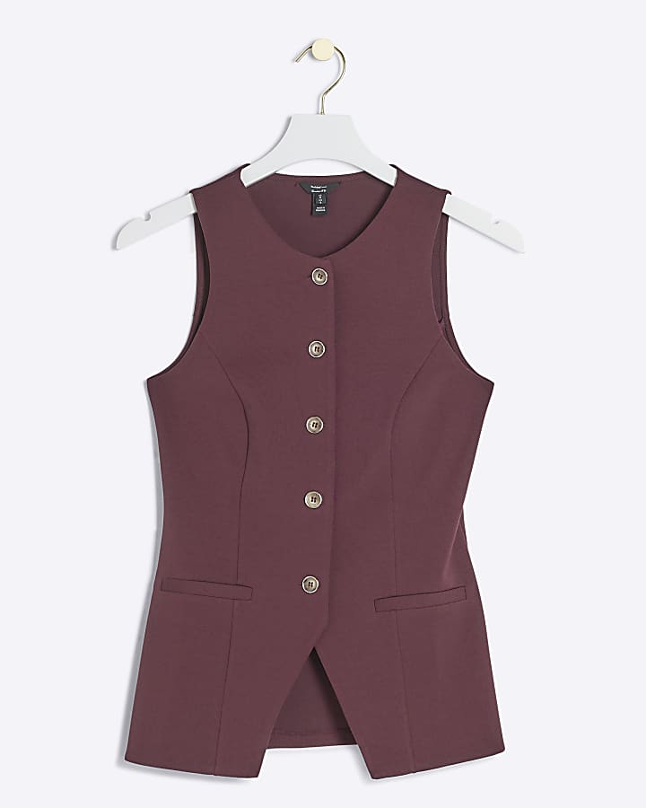 Red Crew Neck Waistcoat