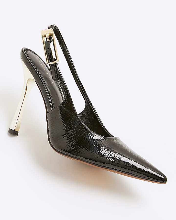 Black slingback heeled court shoes