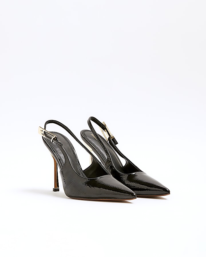 Black slingback heeled court shoes