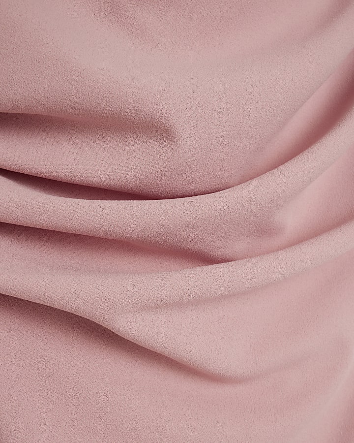 Pink  Drape Off Shoulder Bodycon Midi Dress