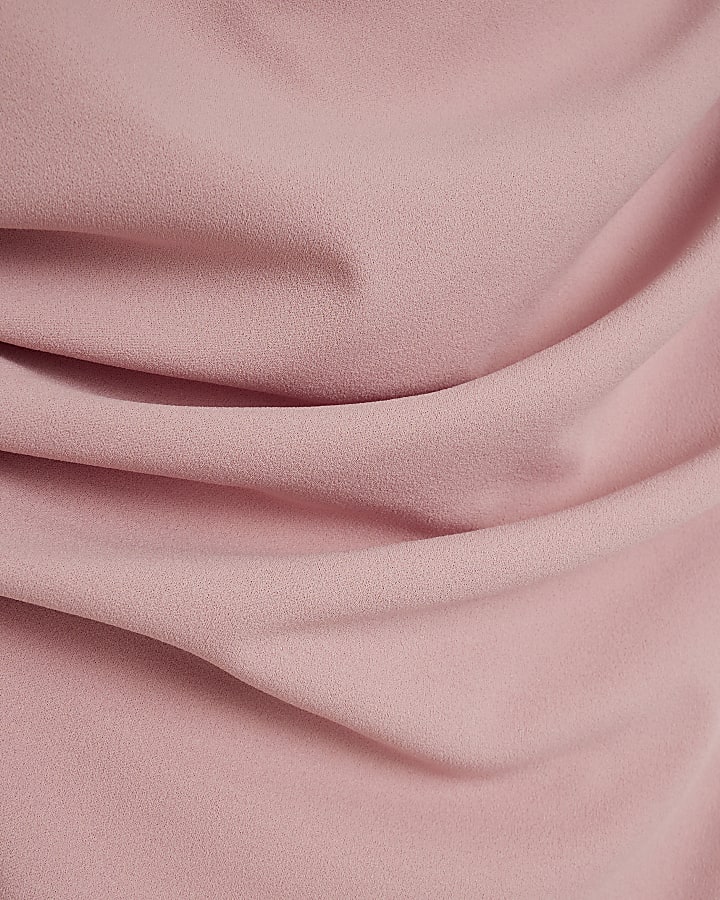 Pink  Drape Off Shoulder Bodycon Midi Dress