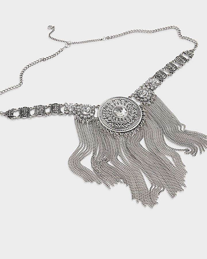 Silver drape necklace