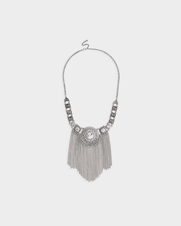 Silver drape necklace