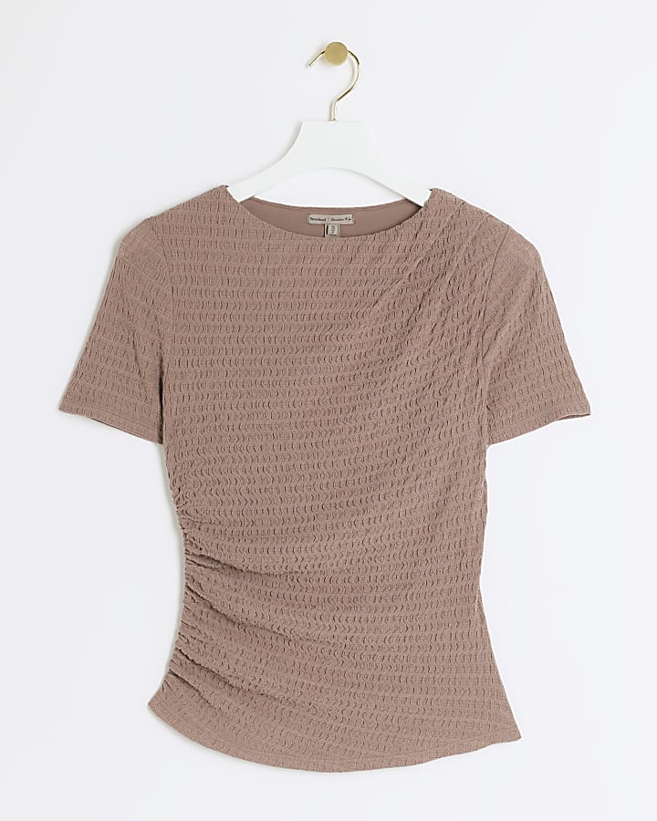 Brown textured t-shirt