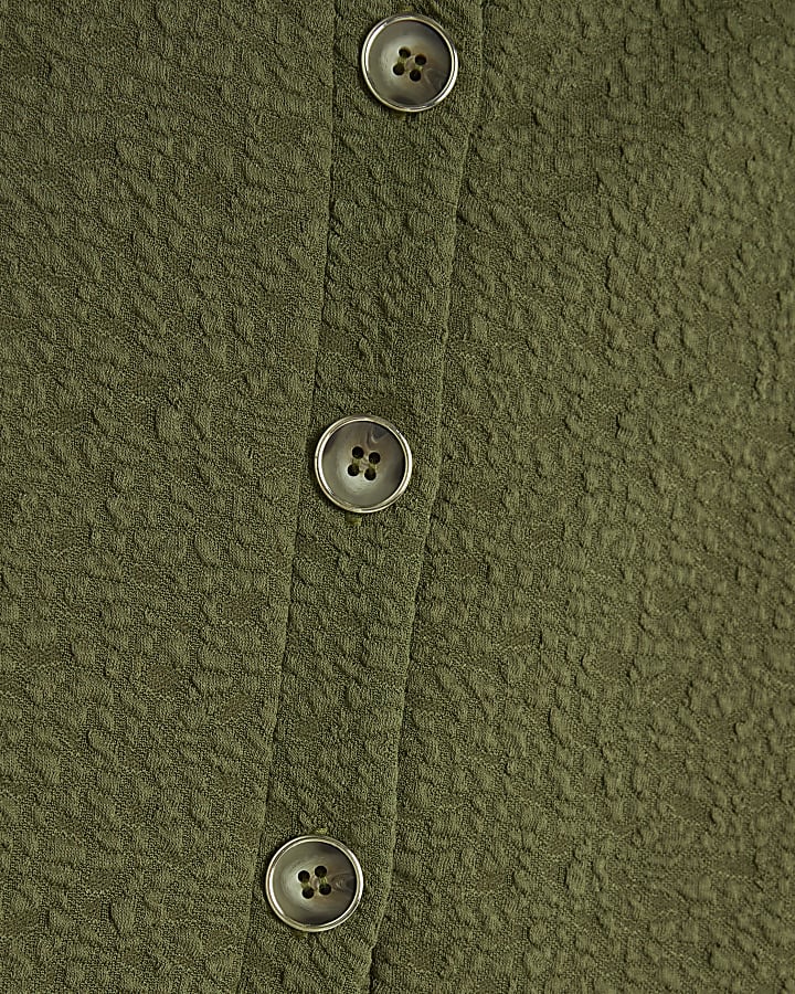 Khaki Textured Sleeveless Shirt