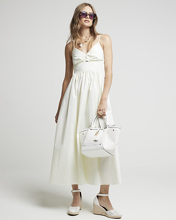 Yellow stripe print cami midi sundress