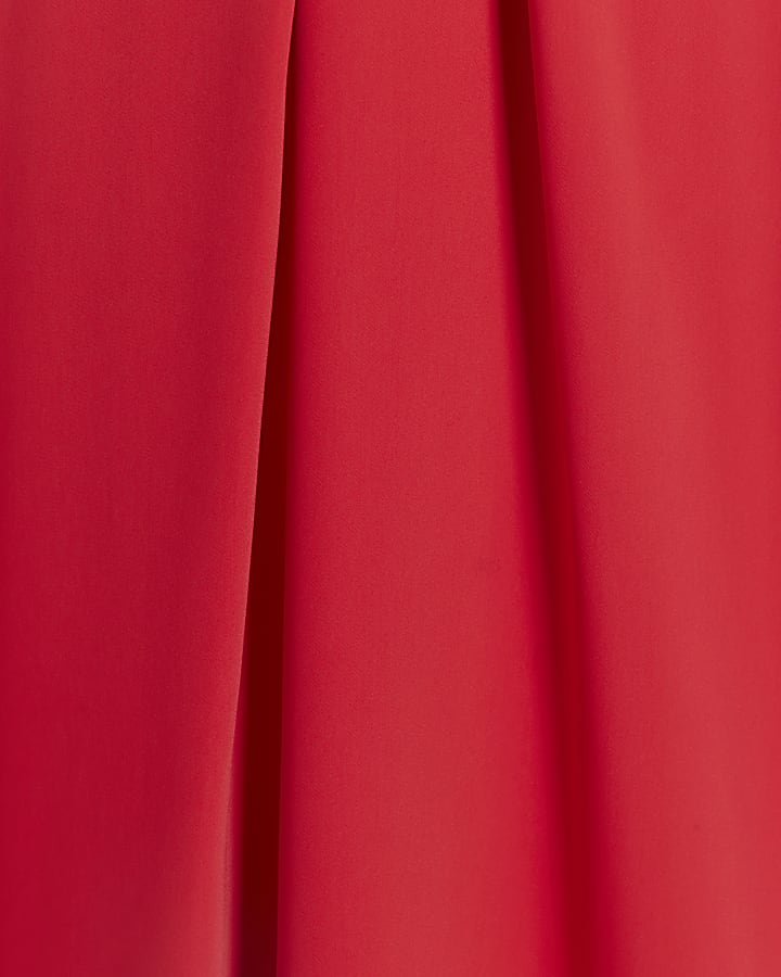 Red twist halter neck shift mini dress