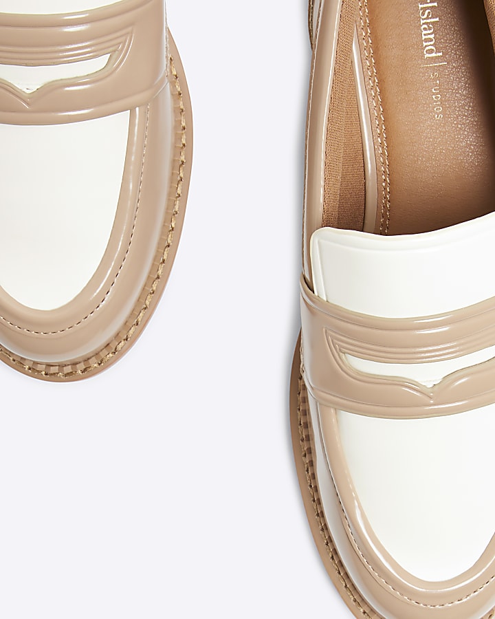 Beige Chunky Colour Block Loafers