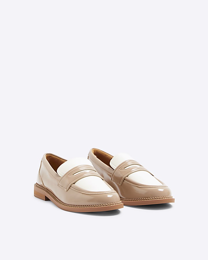 Beige Chunky Colour Block Loafers