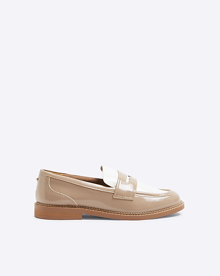 Beige Chunky Colour Block Loafers