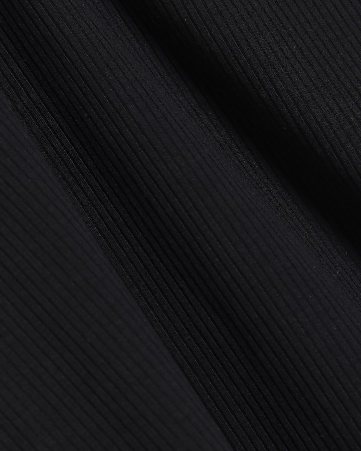 Black ribbed roll neck tank top