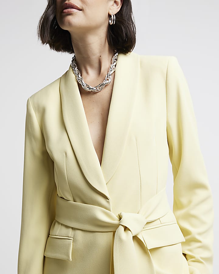 Yellow Belted Blazer