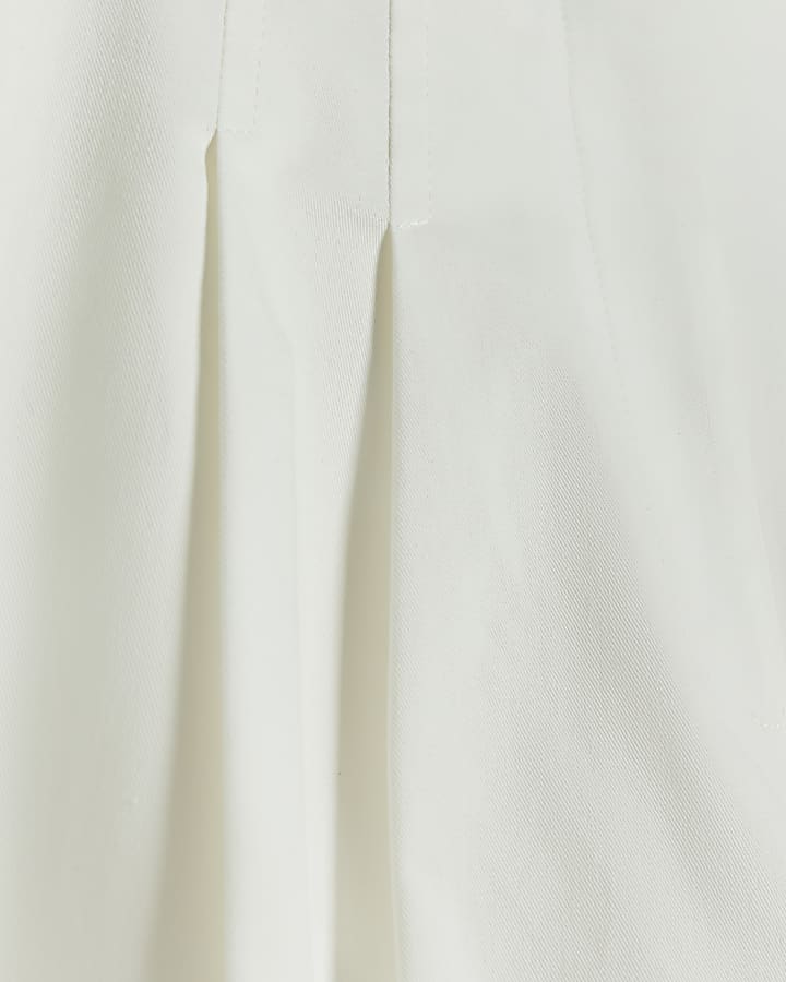 White High Waisted Wide Leg Trousers