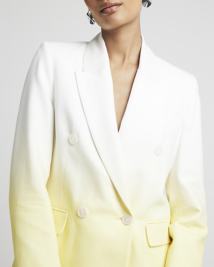 Yellow Ombre Linen Blend Blazer