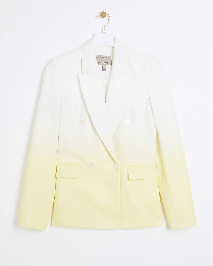 Yellow Ombre Linen Blend Blazer