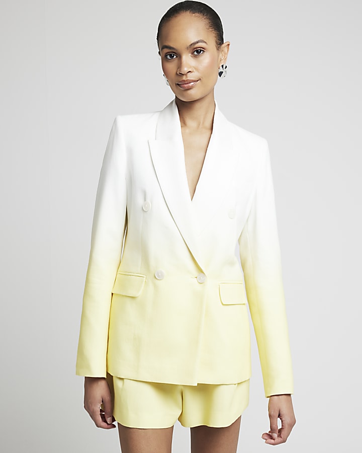 Yellow Ombre Linen Blend Blazer