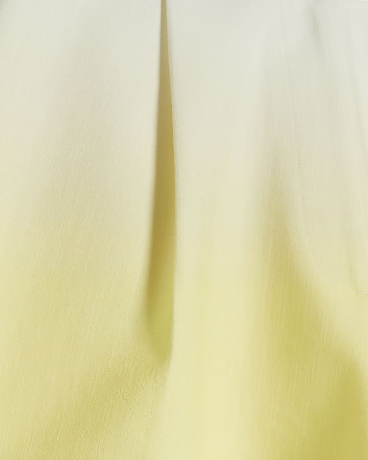 Yellow high waisted ombre linen blend shorts