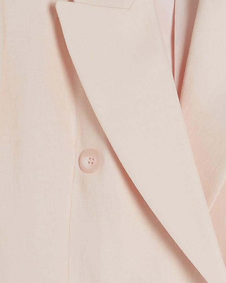 Petite pink linen blend blazer