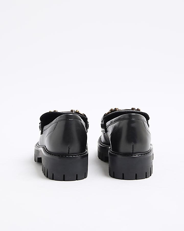 Black Leather Chunky Loafers