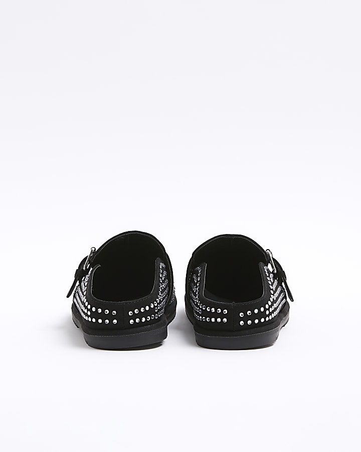 Black diamante clog shoes