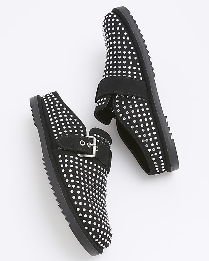 Black diamante clog shoes