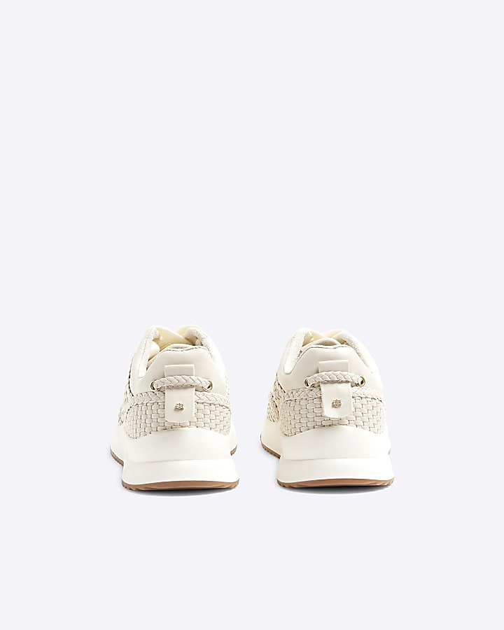 Cream Woven Lace Up Trainers
