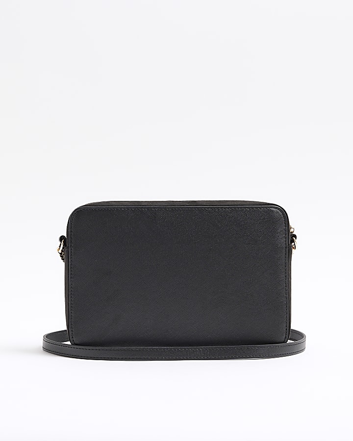 Black suedette boxy cross body bag