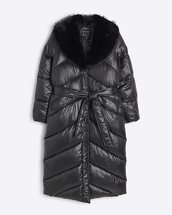 Black padded long line jacket