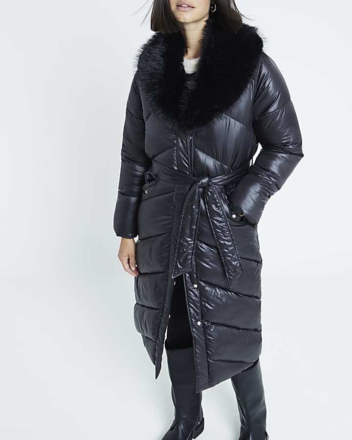 Black padded long line jacket