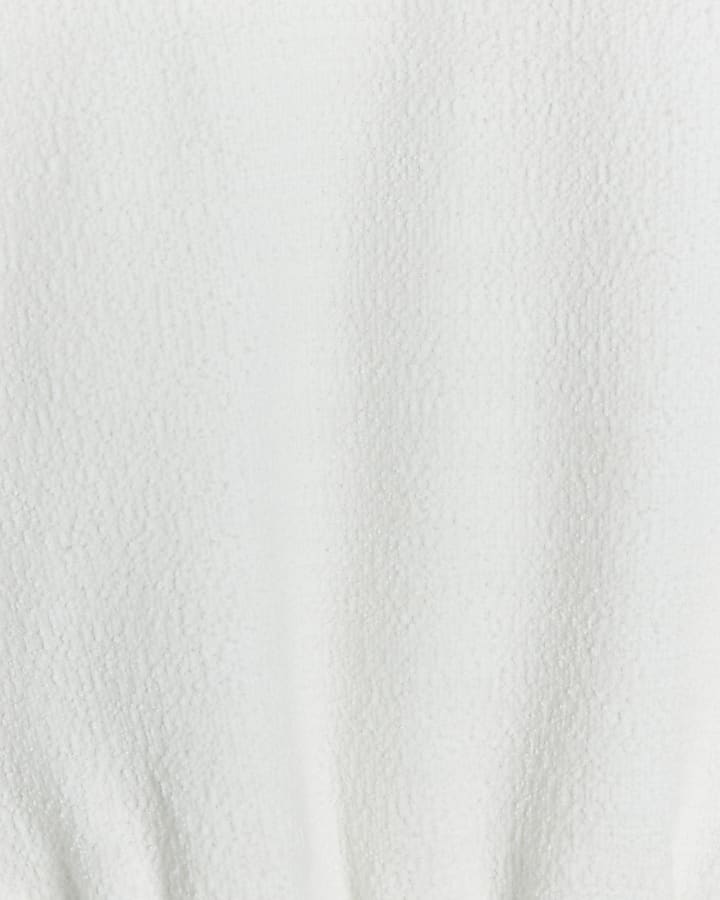 Cream Boucle Elasticated Hem Sweatshirt
