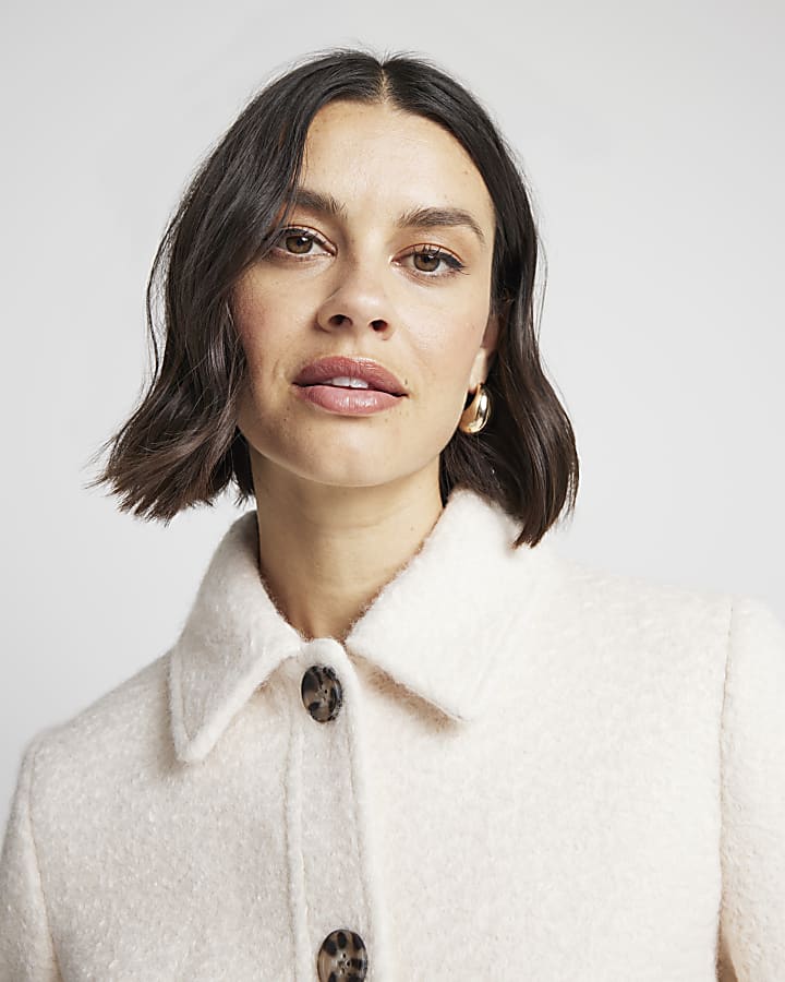Cream collared crop trophy jacket