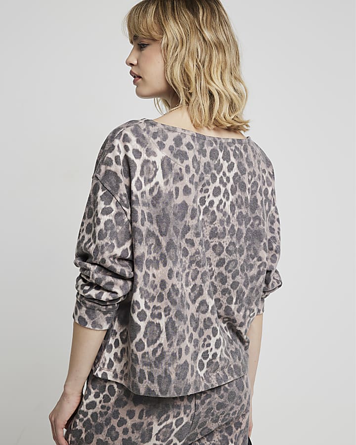 Brown Leopard Print Sweatshirt