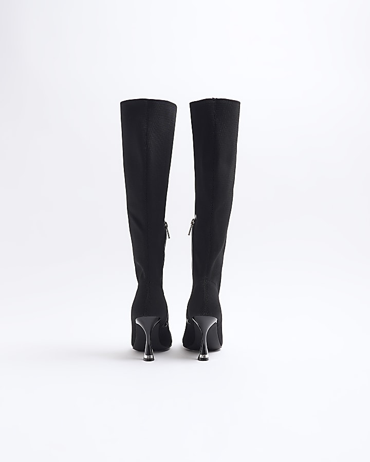 Black high leg Knitted Sock Boots