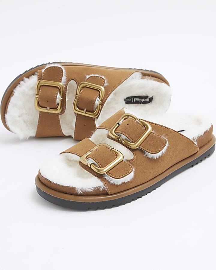 Brown borg lining sandals