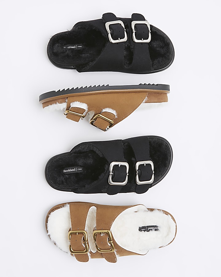 Brown borg lining sandals