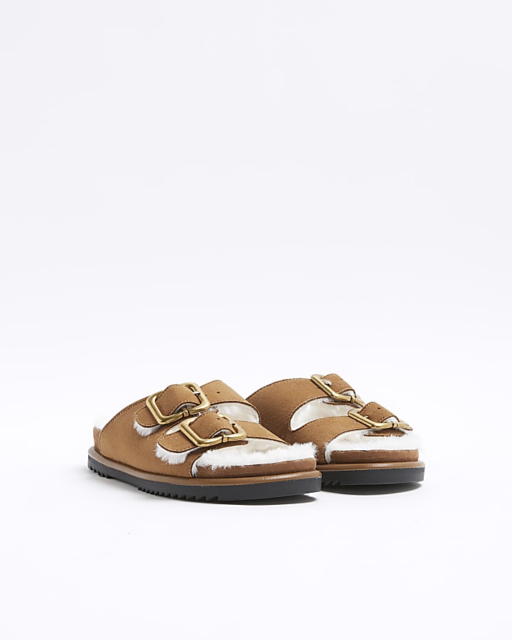 Brown borg lining sandals