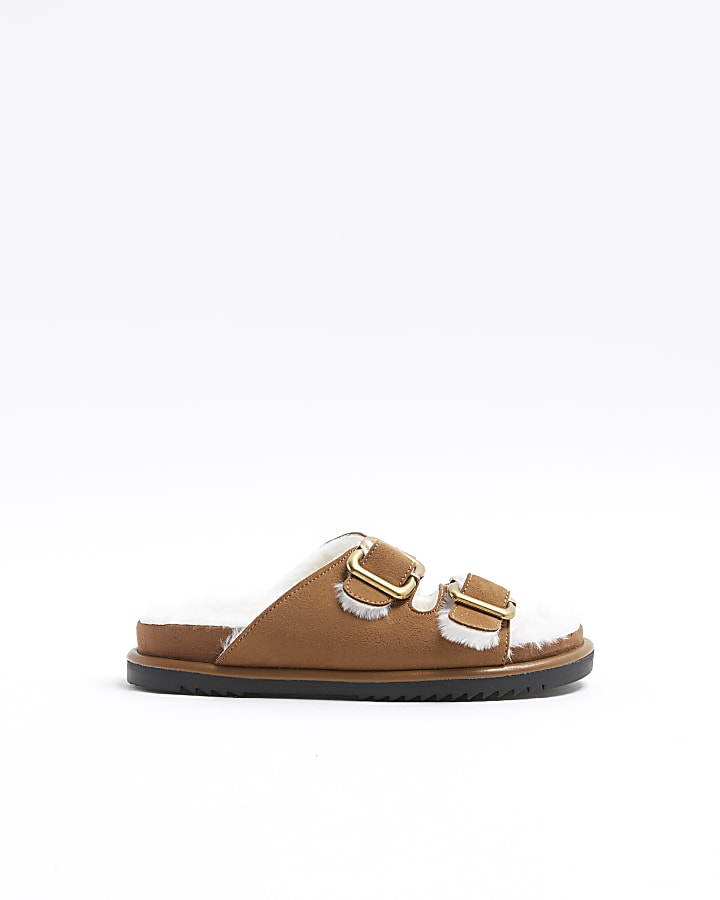 Brown borg lining sandals