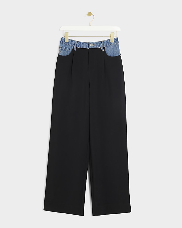 Black Hybrid Denim Tailored Trousers