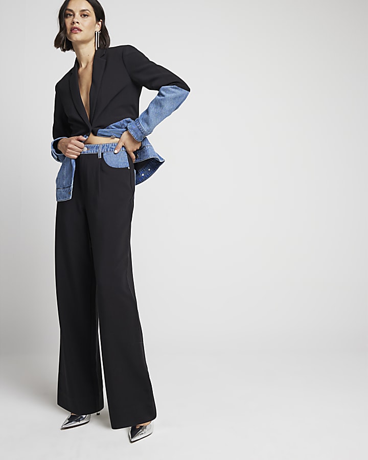 Black Hybrid Denim Tailored Trousers