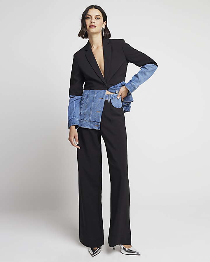 Black Hybrid Denim Tailored Trousers