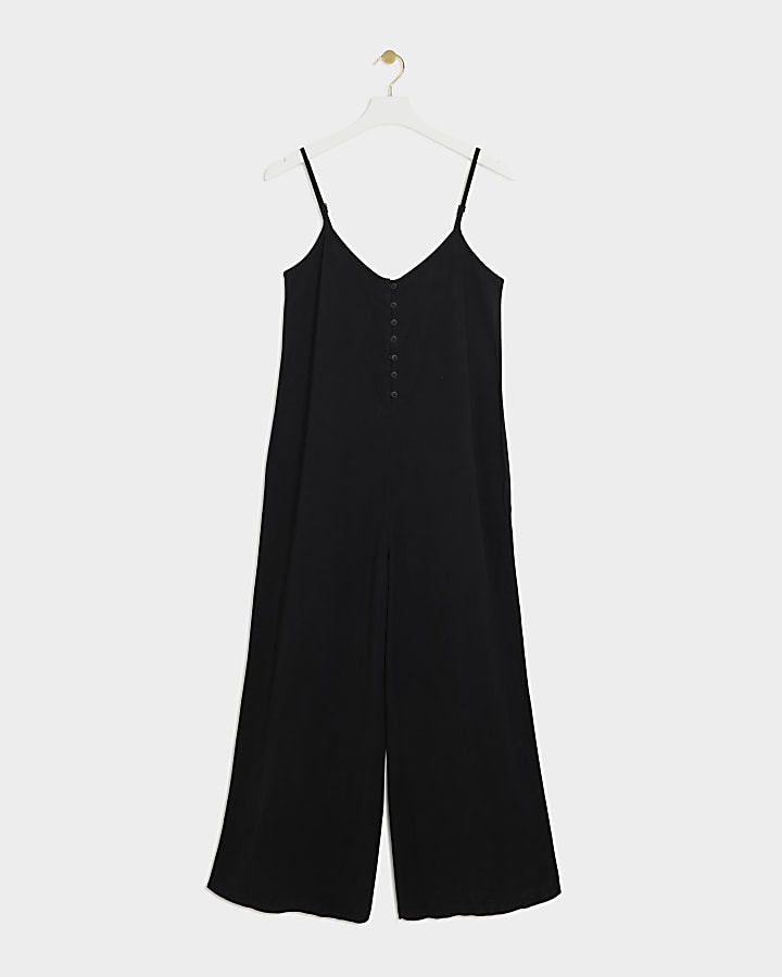 Black button up cami jumpsuit