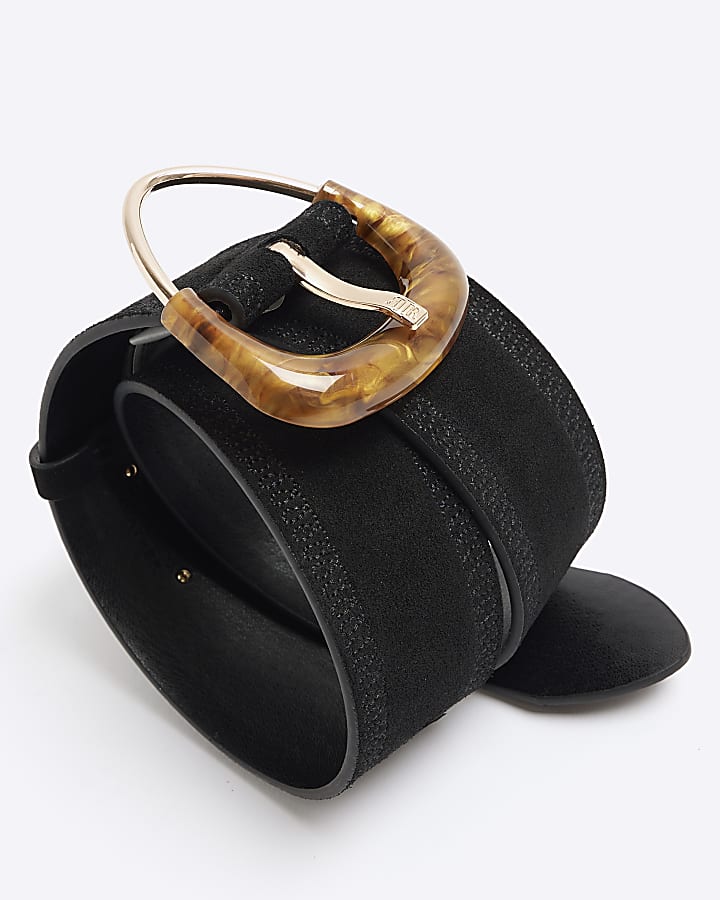 Black Suede Resin Buckle Belt