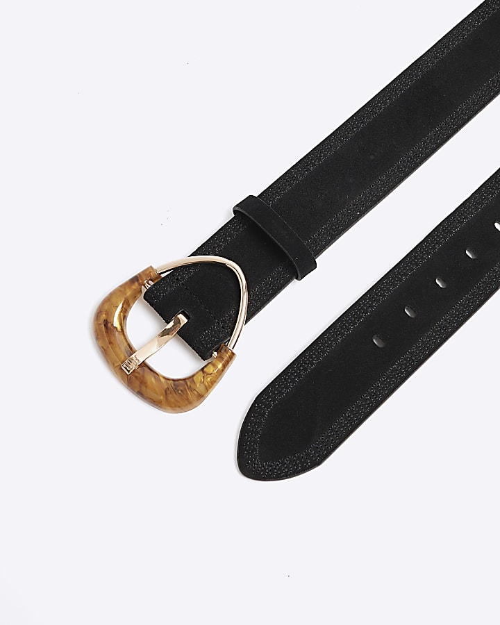 Black Suede Resin Buckle Belt