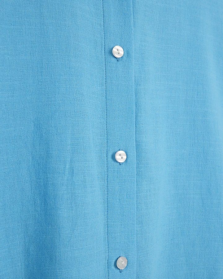 Blue linen blend oversized shirt