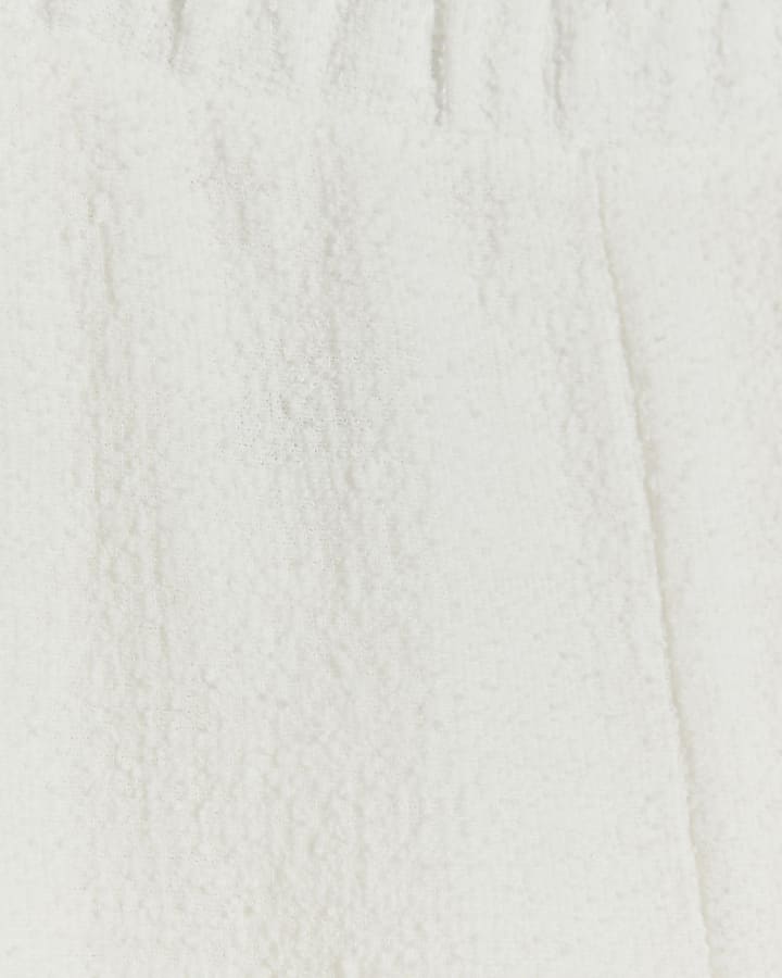 Cream Boucle Wide Leg Trousers